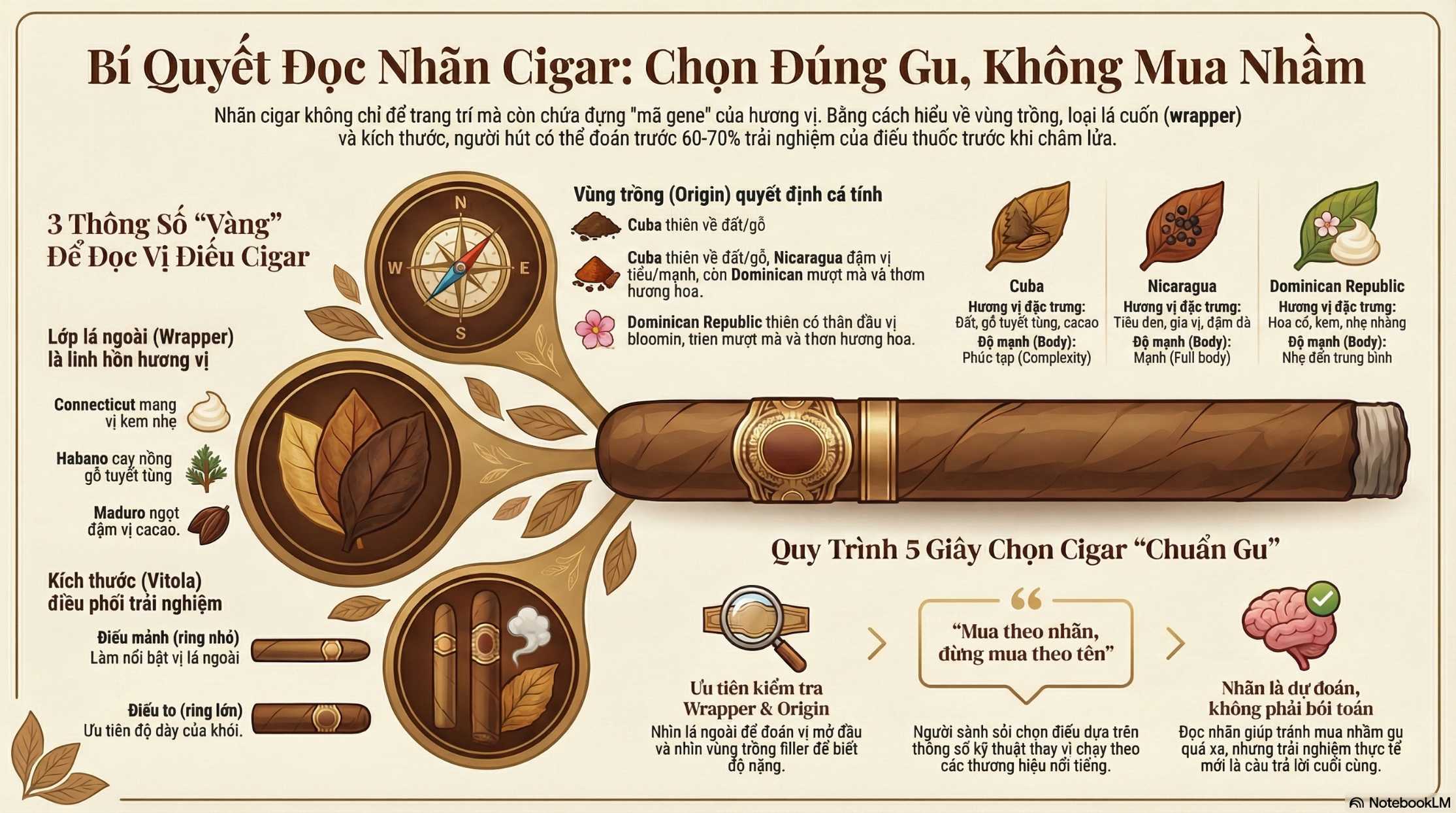 Đọc nhãn cigar: vùng trồng, wrapper